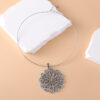 Wholesale Ancient Silver Zinc Alloy Flower Pendant Choker Necklace Fashion Accessory For Gift Boutique Resale