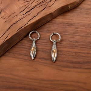 Gray and silver wishing stone pendant earrings (pair)