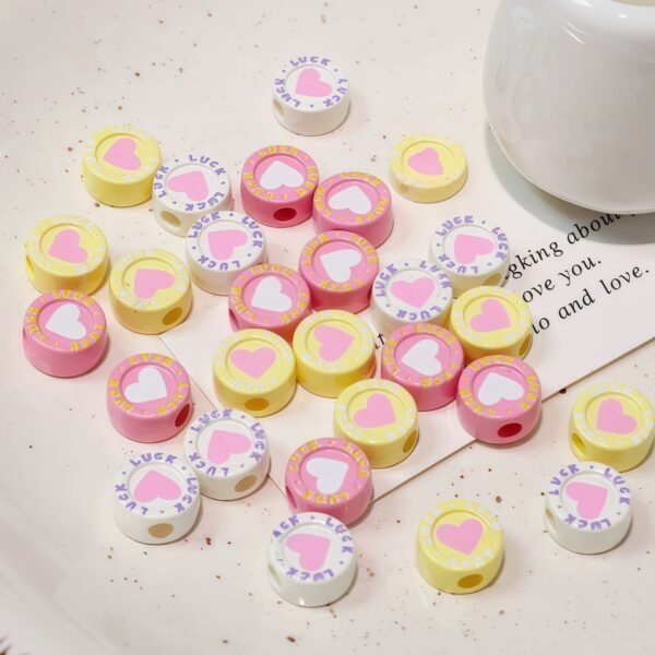 oly-f7fdedc749935c9f55258baac115a291 Wholesale Colorful Baked Enamel Acrylic Letter Heart Beads DIY Phone Charm Keychain Fashion Accessory Craft Supply for Boutique Resale