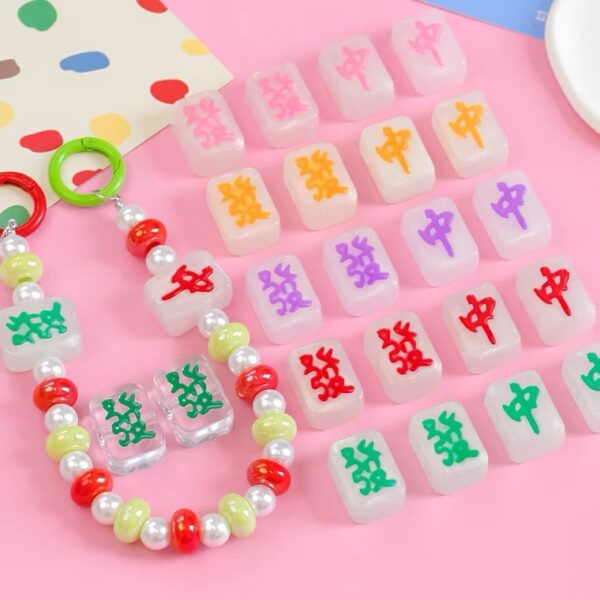 oly-f82fb4a3ab3b4080fa536c15e802ccde Wholesale Trendy Mermaid Glow-in-the-Dark Acrylic Mahjong Beads DIY Jewelry Kit for Bracelet Necklace Keychain Phone Charm
