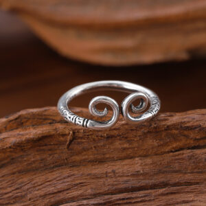 Ancient silver s925 standard hoop spell ring