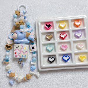 oly-f86ac7263eb7cecf6410ce87d6e3f192 Wholesale Trendy Acrylic Heart Loose Beads Two Tone Painted DIY Phone Charm Craft Supply