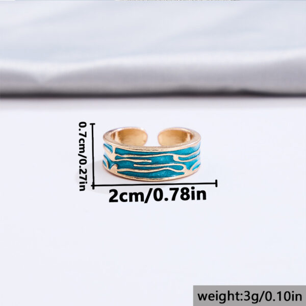 Wholesale Blue Ocean Enamel Adjustable Open Ring Silver Tone Women S Fashion Jewelry Accessory For Everyday Boutique Resale