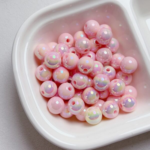oly-f8e26fbcd69e68cefd5e91fd60c1e519 Wholesale Luminous Acrylic Round Beads 8 12mm Light Pink Electroplated for DIY Jewelry Making Bracelet Phone Charm Craft Supply