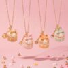 Wholesale Fashion Cake Shaped Openable Bow Pendant Necklace Copper Electroplated Jewelry Accessory Boutique Gift