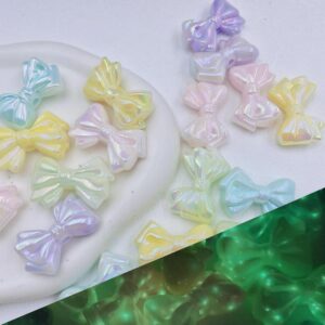 oly-f900a17c6d2749c76eace9e12a48f1e0 Wholesale Stylish Glow-In-The-Dark Acrylic Bowknot Loose Beads for DIY Phone Chain and Jewelry Making Party Gift Craft Supply