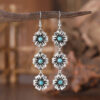 oly-f954e685e9a35cee9fa0dddd57e24044 Wholesale Vintage Turquoise Small Flower Bracelet Earrings Set Zinc Alloy Electroplated Finish Trendy Jewelry Accessory For Party Or Gift