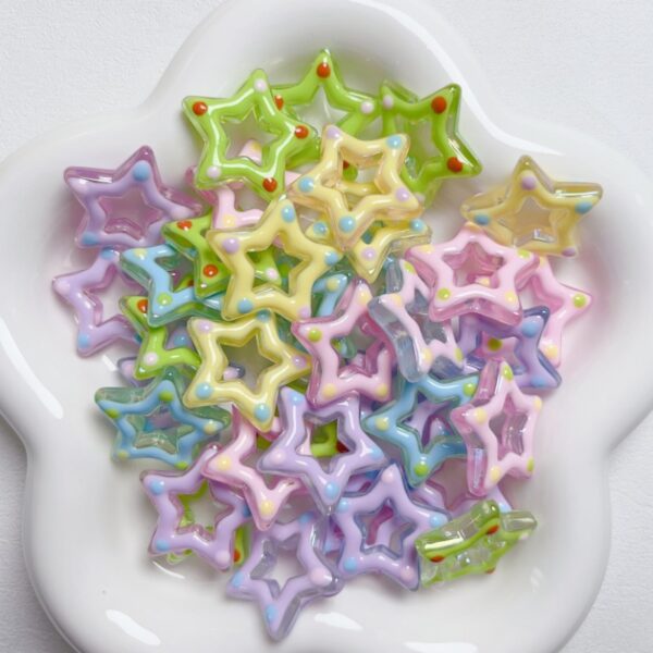Wholesale Hand Painted Acrylic Star Beads DIY Jewelry Making Loose Beads Fashion Accessory