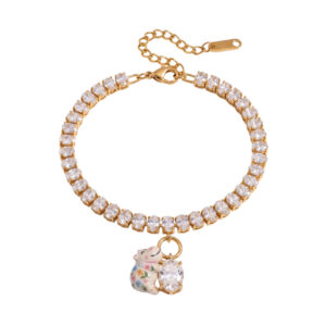 Floral hippo with round diamond bracelet