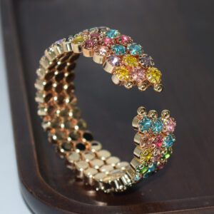 SL-1201 Gold-3 rows of colored diamonds