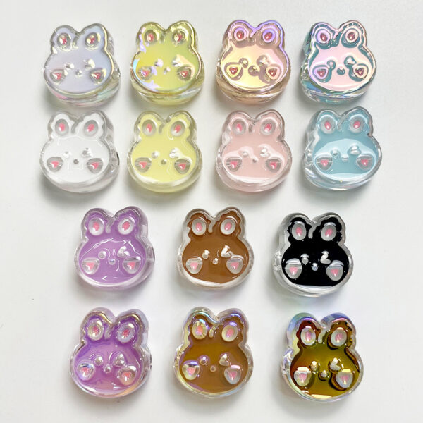 oly-fa333438b430fbe699901ab879a32c95 Wholesale Cute Rabbit Head Acrylic Beads DIY Craft Supplies for Phone Straps Hair Ties Bag Charms