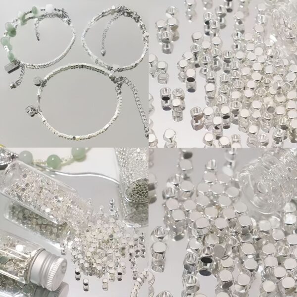 oly-fa536199d94c448bae735005db127ab6 Wholesale Chic Silver Tone Square Loose Beads Alloy Spacer Beads for DIY Jewelry Making Bracelet Necklace Gift Supply