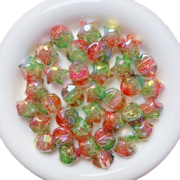 oly-fb0b282c782574a7cf92bfcbadfd6319 Wholesale Acrylic Star Loose Beads Electroplated Two-Tone Burst Floral Pattern for DIY Jewelry Making and Phone Charms
