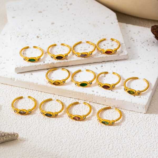Wholesale Titanium Steel Electroplated Ring Marquise Cut Colored Zircon December Birthstone Jewelry Accessory