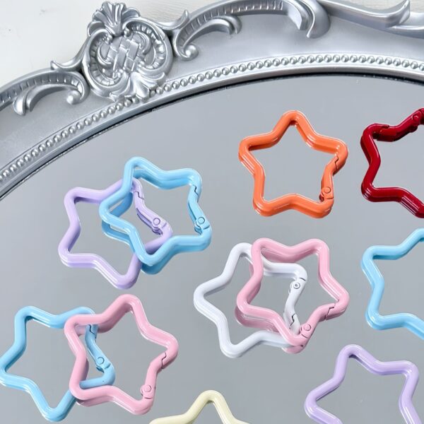 oly-fb60d3423e853a76dfc1102d2d2e1557 Wholesale Colorful Painted Metal Five-Pointed Star Spring Buckle DIY Accessory for Bag Charm Keychain Craft Supply