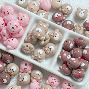 Wholesale Acrylic Baked Paint Cartoon Bear Head Fruit Beads for DIY Phone Keychain Jewelry Making
