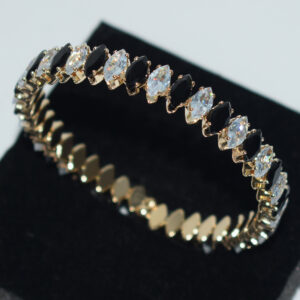 Xl-2160 - bracelet, gold-plated two-tone (black & white), marquise cut