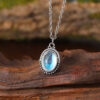 oly-fb926dc44cb5902b82ad92ff29c43526 Wholesale Retro Oval Zircon Necklace Antique Silver Finish Dreamy Blue Pendant Casual Everyday Jewelry Accessory For Boutique Resale