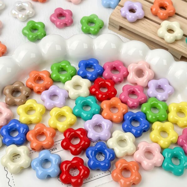 Wholesale Acrylic Five Petal Flower Beads Multicolor Loose DIY Jewelry Making Craft Supply Gift