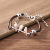 Wholesale Vintage Bohemian Leather Cord Bracelet Unisex Electroplated Hand Jewelry Everyday Wear Fashion Accessory