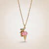 Wholesale Cute Bear Ice Cream Pendant Electroplating Copper Necklace Silver Two Tone Casual Fashion Jewelry Accessory