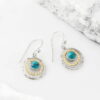 Wholesale Retro Geometric Hollow Out Circle Earrings With Green Stone Trendy Fashion Jewelry For Women