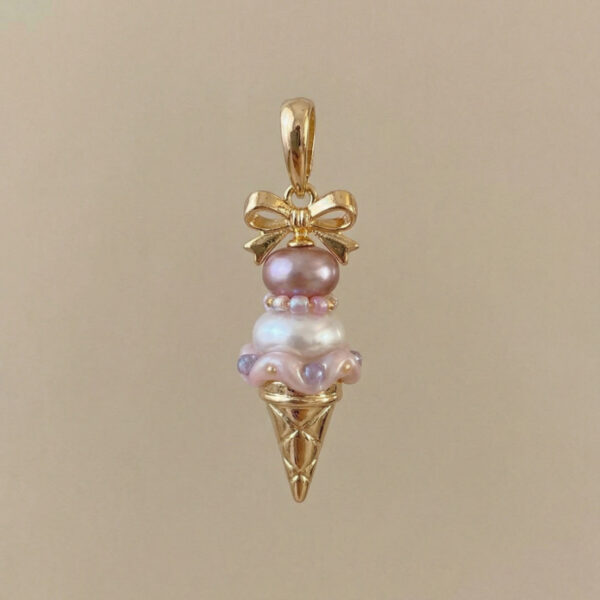 oly-fcf377de33f456a9bccdd27df57c45ec Wholesale Stylish Pearl Ice Cream Bear Pendant Necklace Copper Electroplated Cute Casual Jewelry Accessory For Boutique Resale