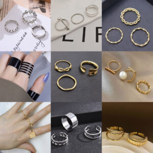 Wholesale Women S 3 Piece Vintage Hexagram Roman Numerals Open Ring Set Retro Hip Hop Midi Rings Gift Boutique Alloy Jewelry Accessory