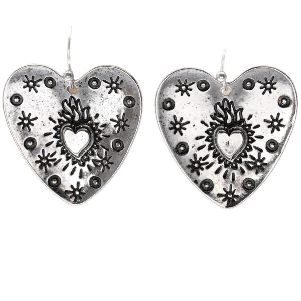 Wholesale Vintage Bohemian Heart Pendant Earrings For Women Silver Alloy Fashion Jewelry Accessory