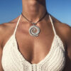 Wholesale Trendy Women S Leather Cord Necklace With Geometric Spiral Alloy Pendant Bohemian Retro Style