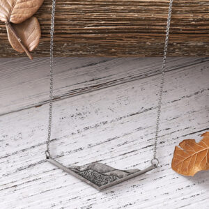 oly-fe3ab556f589024864ea6aeec8a73c49 Wholesale Mountain Valley Triangle Pendant Necklace Antique Silver Zinc Alloy Fashion Accessory Boutique Resale Gift