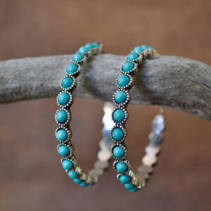 oly-fe44baa5488cf3d4edcd1e9fafeec6ab Wholesale Alloy Electroplated Turquoise Large Hoop Earrings For Women Trendy Party Jewelry