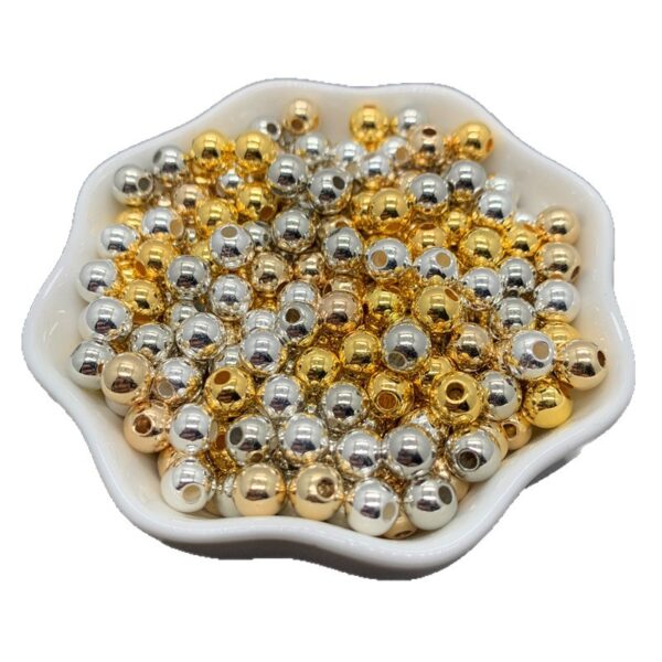 Wholesale Electroplated Plastic Spacer Beads Silver Round Loose Beads for DIY Bracelet Necklace Jewelry Making Accessory