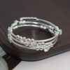 Wholesale Chic 3 Row Rhinestone Open Bangle Bracelet Electroplated Silver Cuff Women S Fashion Jewelry Gift Accessory