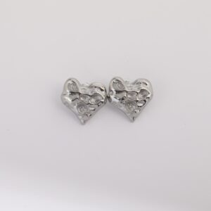 Steel color meteorite love earrings