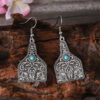 oly-ff44d3238126d2f17896ed6c04ea523a Wholesale Retro Turquoise Irregular Pendant Necklace Ancient Silver Finish Trendy Fashion Accessory For Daily Wear
