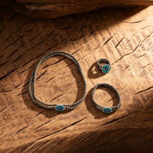 A set of turquoise flower seed bead jewelry (FG1687)